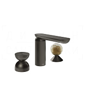 Gessi Perle Смеситель для раковины на 3 отв., без д/к, излив 13,2 см, цвет: black metal brushed PVD 74948#707