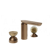Gessi Perle Смеситель для раковины на 3 отв., без д/к, излив 13,2 см, цвет: copper brushed PVD 74948#708