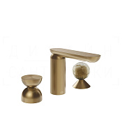Gessi Perle Смеситель для раковины на 3 отв., без д/к, излив 13,2 см, цвет: warm bronze brushed PVD 74948#726