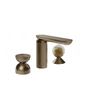 Gessi Perle Смеситель для раковины на 3 отв., без д/к, излив 13,2 см, цвет: coffee bronze brushed 74948#761