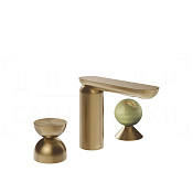 Gessi Perle Смеситель для раковины на 3 отв., без д/к, излив 13,2 см, цвет: warm bronze brushed PVD 74958#726