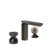 Gessi Perle Смеситель для раковины на 3 отв., без д/к, излив 13,2 см, цвет: black metal brushed PVD 74968#707