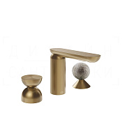 Gessi Perle Смеситель для раковины на 3 отв., без д/к, излив 13,2 см, цвет: warm bronze brushed PVD 74968#726