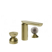 Gessi Perle Смеситель для раковины на 3 отв., без д/к, излив 13,2 см, цвет: brushed brass PVD 74968#727