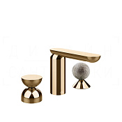 Gessi Perle Смеситель для раковины на 3 отв., без д/к, излив 13,2 см, цвет: warm bronze PVD 74968#735