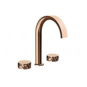 Gessi Pelle Tresse Смеситель для раковины на 3 отв., без д/к, излив 17,5 см, цвет: copper PVD 78013#030
