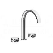 Gessi Pelle Tresse Смеситель для раковины на 3 отв., без донного клап., излив 17,5 см, цвет: chrome 78013#031