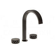 Gessi Pelle Tresse Смеситель для раковины на 3 отв., без д/к, излив 17,5 см, цвет: black metal PVD 78013#707