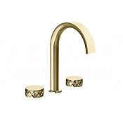 Gessi Pelle Tresse Смеситель для раковины на 3 отв., без д/к, излив 17,5 см, цвет: brass PVD 78013#710