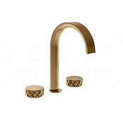 Gessi Pelle Tresse Смеситель для раковины на 3 отв., без д/к, излив 17,5 см, цвет: warm bronze PVD 78013#726