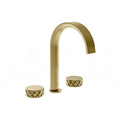 Gessi Pelle Tresse Смеситель для раковины на 3 отв., без д/к, излив 17,5 см, цвет: brushed brass PVD 78013#727