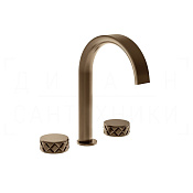 Gessi Pelle Tresse Смеситель для раковины на 3 отв., без д/к, излив 17,5 см, цвет: coffee bronze PVD 78013#761