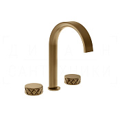 Gessi Pelle Tresse Смеситель для раковины на 3 отв., без д/к, излив 17,5 см, цвет: deep bronze PVD 78013#791