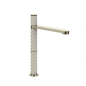 Gessi Pelle Tresse Смеситель для раковины высокий, без д/к, излив 26,3 см, цвет: creme/nickel PVD 78204#433