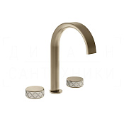 Gessi Pelle Tresse Смеситель для раковины на 3 отв, без д/к, излив 17,5 см, цвет: creme/finox nickel 78213#432