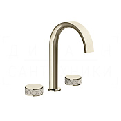 Gessi Pelle Tresse Смеситель для раковины на 3 отв., без д/к, излив 17,5 см, цвет: creme/nickel PVD 78213#433