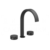 Gessi Pelle Tresse Смеситель для раковины на 3 отв., без д/к, излив 17,5 см, цвет: nero/matte black 78213#438