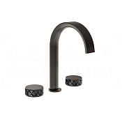 Gessi Pelle Tresse Смеситель для раковины на 3 отв., излив 17,5 см, цвет: nero/black metal brushed 78213#440