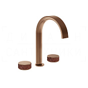 Gessi Pelle Tresse Смеситель для раковины на 3 отв., излив 17,5 см, цвет: red cherry/copper brushed 78213#445