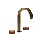 Gessi Pelle Tresse Смеситель для раковины на 3 отв., излив 17,5 см, цвет: red cherry/coffee bronze 78213#447