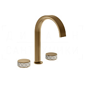 Gessi Pelle Tresse Смеситель для раковины на 3 отв., излив 17,5 см, цвет: creme/deep bronze brushed 78213#448