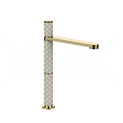 Gessi Pelle Tresse Смеситель для раковины высокий, с дон. кл., излив 26,3 см, цвет: creme/brass PVD 78253#434