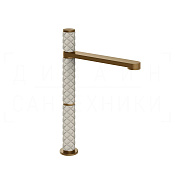 Gessi Pelle Tresse Смеситель для раковины высокий, с д/к, излив 26,3 см, цвет: creme/deep bronze PVD 78253#448