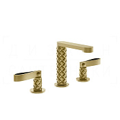 Gessi Pelle Laccetto Смеситель для раковины на 3 отв., без д/к, излив 12,3 см, цвет: brushed brass 78314#727