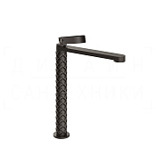 Gessi Pelle Laccetto Смеситель для раковины высокий, с д/к, излив 26,3 см, цвет: black metal brushed 78353#707