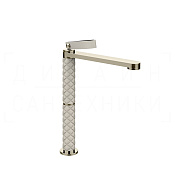 Gessi Pelle Laccetto Смеситель для раковины высокий, без д/к, излив 26,3 см, цвет: creme/nickel PVD 78404#433