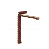 Gessi Pelle Laccetto Смеситель для раковины высокий, излив 26,3 см, цвет: red cherry/copper brushed 78404#445