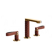 Gessi Pelle Laccetto Смеситель для раковины на 3 отв., излив 12,3 см, цвет: red cherry/warm bronze 78414#430