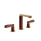Gessi Pelle Laccetto Смеситель для раковины на 3 отв., излив 12,3 см, цвет: red cherry/warm bronze 78414#431