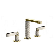 Gessi Pelle Laccetto Смеситель для раковины на 3 отв., без д/к, излив 12,3 см, цвет: creme/brass PVD 78414#434