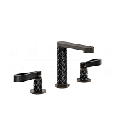 Gessi Pelle Laccetto Смеситель для раковины на 3 отв., излив 12,3 см, цвет: nero/black metal brushed 78414#440