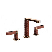 Gessi Pelle Laccetto Смеситель для раковины на 3 отв., излив 12,3 см, цвет: red cherry/copper PVD 78414#444