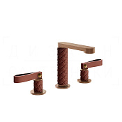 Gessi Pelle Laccetto Смеситель для раковины на 3 отв., излив 12,3 см, цвет: red cherry/copper PVD 78414#445