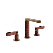 Gessi Pelle Laccetto Смеситель для раковины на 3 отв., излив 12,3 см, цвет: red cherry/coffee bronze 78414#447