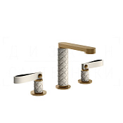 Gessi Pelle Laccetto Смеситель для раковины на 3 отв., излив 12,3 см, цвет: creme/deep bronze PVD 78414#448