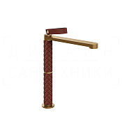 Gessi Pelle Laccetto Смеситель для раковины высокий, излив 26,3 см, цвет: red cherry/warm bronze PVD 78453#431