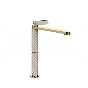 Gessi Pelle Laccetto Смеситель для раковины высокий, с д/к, излив 26,3 см, цвет: creme/brass PVD 78453#434