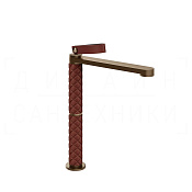 Gessi Pelle Laccetto Смеситель для раковины высокий, излив 26,3 см, цвет: red cherry/coffee bronze 78453#447