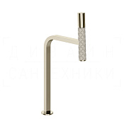Gessi Pelle Tresse Смеситель для раковины высокий, без д/к, излив 27,4 см, цвет: creme/nickel PVD 78604#433
