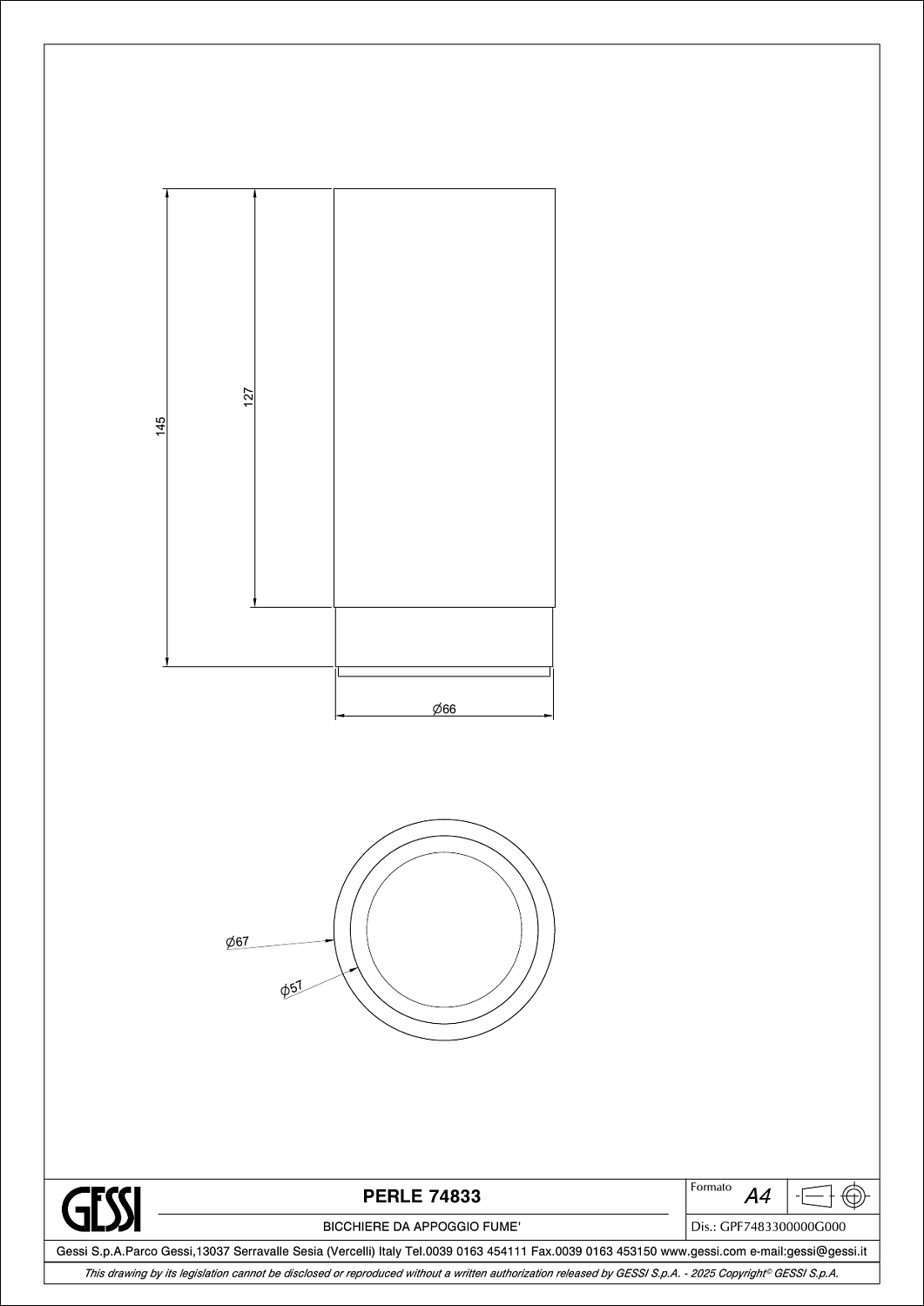 Gessi Perle Стакан настольный, стеклянный, цвет: dark bronze 74833#845
