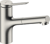 Hansgrohe Zesis M33 Смеситель для кухни с выдвижным изливом, цвет: нержавеющая сталь 74821800
