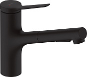 Hansgrohe Zesis M33 Смеситель для кухни с выдвижным изливом, цвет: матовый черный 74821670
