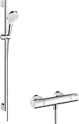 Hansgrohe Crometta Термостат для душа с ручным душем и штангой 96 см, цвет: белый/хром 27813400