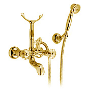 Nicolazzi Teide Four Смеситель для ванны с ручным душем и держателем, цвет: gold brass 1902GB05