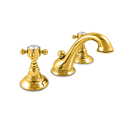 Nicolazzi Half Dome Crystal Смеситель для раковины, с д/к, излив 13 см, 3 отверст., цвет: gold brass 1408GB93