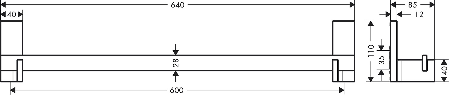 Axor Universal Rectangular Полотенцедержатель 64 см, подвесной, цвет: хром 42661000